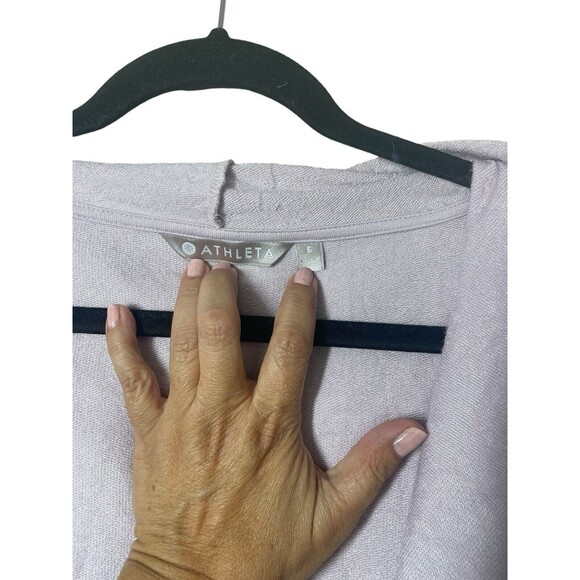 Athleta Womens Sweater Lilac Purple Nirvana Wrap Cardigan Waterfall Hooded Small - Picture 3 of 10